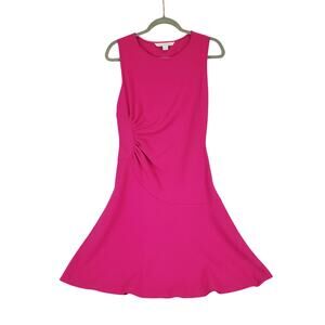 Diane Von Furstenberg Dayna Dress Sz 2 Sleeveless Hot Pink Ruch Pin Up Soft Girl